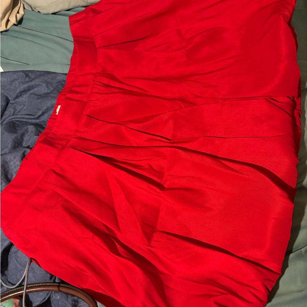 A New Day Bright Red Mini Puffer Skirt